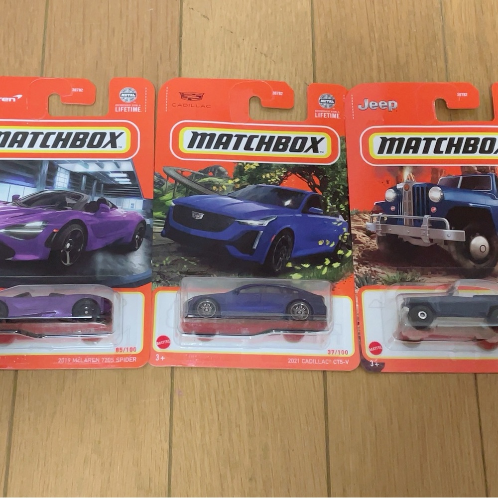 Matchbox Toy Car Trio - Purple, Blue, Gray take all